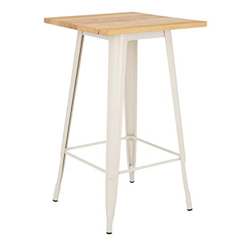 SKLUM Mesa Alta LIX Mate Madera Acero Mate Beige Crema Madera Natural - (Elige Color)