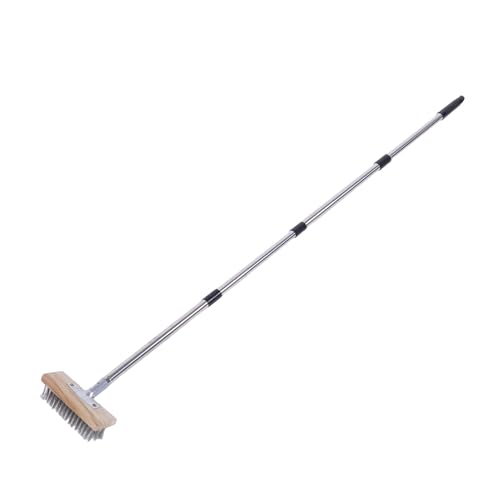 Jiawu Brosse à Récurer en Fil D'acier Inoxydable, 45 Degrés, Facile à Assembler, Manche de 160 Cm de Long, Très Résistante pour le Béton, la Mousse, L'élimination de la Crasse, le (20 cm / 7,9 pouces)