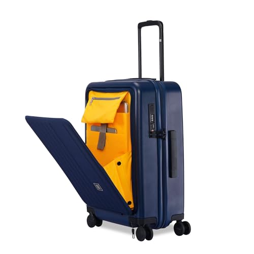 Image of EUME Cabin Pro 57 Cm and Classic Check - in Large 75 Cm Luggage Trolley Bags for Travel - Set of 2 (Midnight Blue) | Polycarbonate (PC) 8 Hinomoto Wheels Suitcase | Trolley Bags | Luggage Trolley