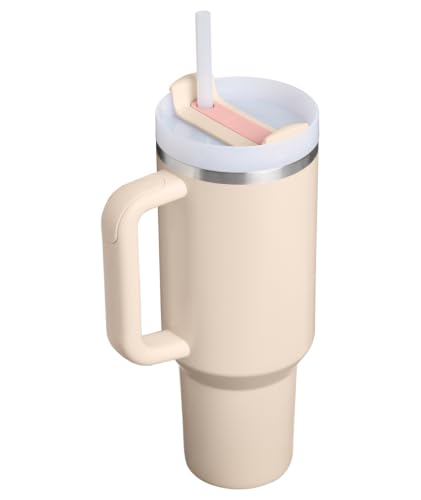 Image of STANLEY Quencher H2.0 Tumbler with Handle and Straw 40 oz | Flowstate 3-Position Lid | Cup Holder Compatible for Travel | Insulated Stainless Steel Cup | BPA-Free | Champagne