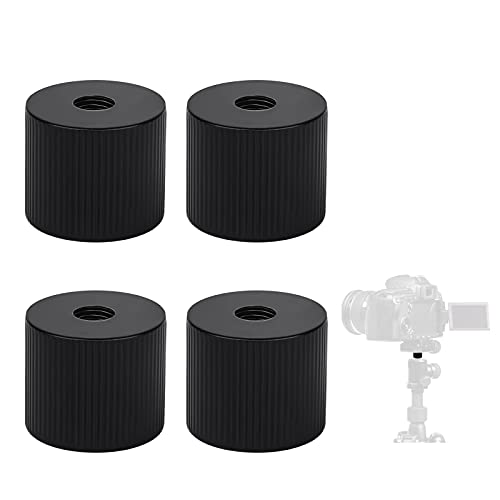 Vis à Monture de Trépied, 4 Pcs Adaptateurs Griffe de Trépied 1/4 pour Rails Électriques Trépieds et Supports d'éclairage, Écrou de Trépied Est Fabriqué en Alliage d'aluminium de Haute Qualité (Noir) Cover