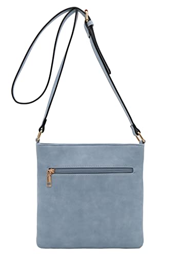 Image of Medium Size Solid Modern Classic Crossbody Bag with Gold Plate