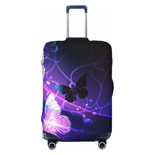 White Purple Butterflies Print Luggage Suitcase Covers Elastic Washable Luggage Protector Luggage Covers For Suitcase