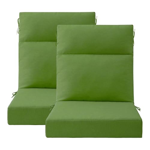 Unimatta Outdoor High Back Chair Cushion Seat Pads, 44 x 21 Inch Water-Repellent & Fade-Resistant Patio Furniture Cushions with Ties for Adirondack, Rocking Chairs, Lawn Green