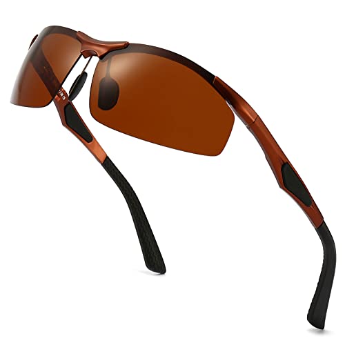 ANRRI Polarized Sports Sunglasses for Men Golf Fishing Driving Metal Frame Sun glasses