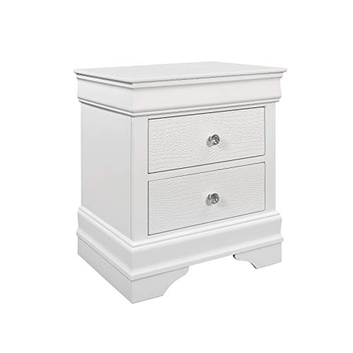 Global Furniture Usa Pompei Metallic Nightstand, 2-Drawer, White #TOP10