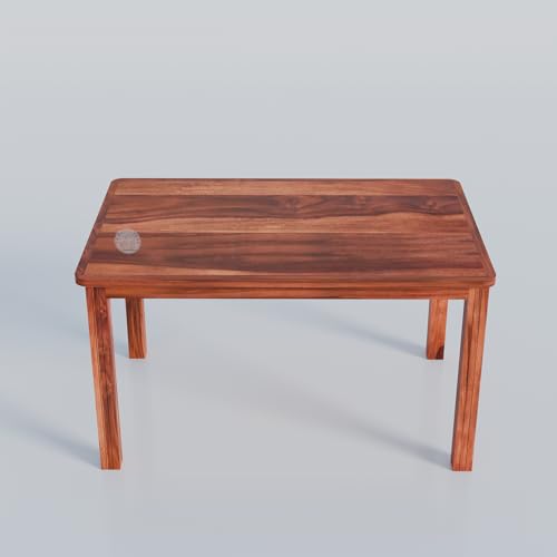 Image of VK Furniture Sheesham Solid Wood 4 Seater Dining Table Set of Four with 4 Cushion Chairs for Dinner Hall Kitchen Living Room Home Office Restaurant |L45 X W30 X H30|Natural Chestnut