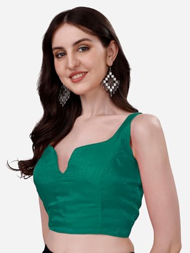 Image of Pujia Mills Women's Heavy Phantom Silk Bollywood Style Sleeveless Trendy Blouse(Veda)