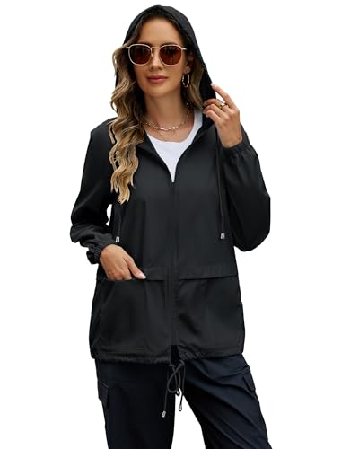 POGTMM Women Raincoats Lightweight Waterproof Packable Rain Jackets Active Outdoor Hooded Windbreaker Jakcet4
