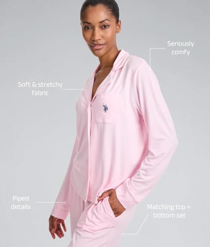 Image of U.S. POLO ASSN. Womens Lightweight Notch Collar Pajama Set