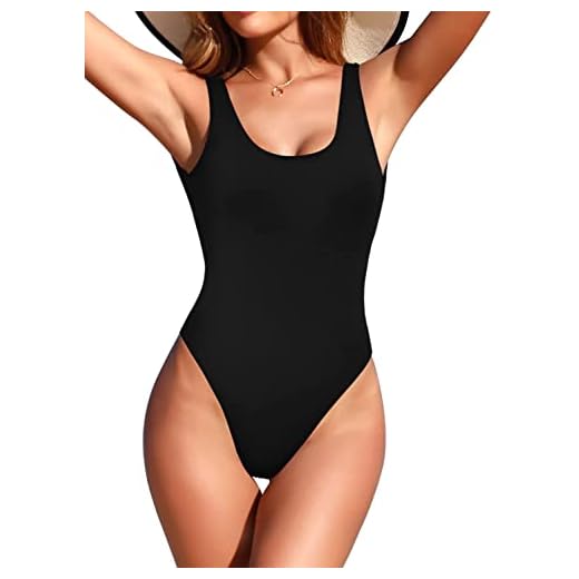 SHEKINI Damen Einteiliger Badeanzug Sportlich Bikini Rückenfrei Strandbikinis Slim Monokini Bodysuit (XS, C-Schwarz)
