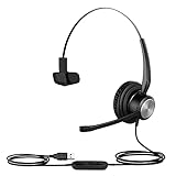 USB Headset for Zoom Meetings w/Mute Button, PC Headset for Microsoft Teams Video Conferencing w/Microphone, Dictation Headset for Nuance Dragon Speech Recognition, Online Teaching Headset for Teacher