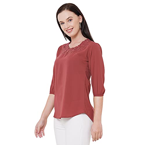 Image of GO-4 IT Women's Top with Cutwork Embroidery in Neck