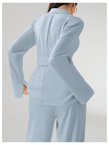 SOLY HUX Women's Long Sleeve Wrap Blazer Lapel Collar Metal Decor Work Office Business Casual Jacket2