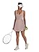 OFEEFAN Womens Tennis Dresses Bodycon Short Sleeve Workout Skort Dust M