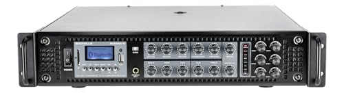 Rockville RCS1000-6 1000W 6-Zone Commercial Amplifier Bluetooth USB/SD Inputs Echo Mic Controls 70V/100V/8-Ohm Compatibility Perfect for Restaurants Schools and Conference Rooms
