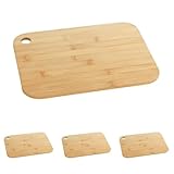 WENKO Schneidebrett Bambus M, beidseitig verwendbar, Brett mit Griffloch aus umweltfreundlichem, schnell nachwachsendem Bambus, messerschonend, platzsparende Aufhängung möglich, 28 x 0,8 x 20 cm