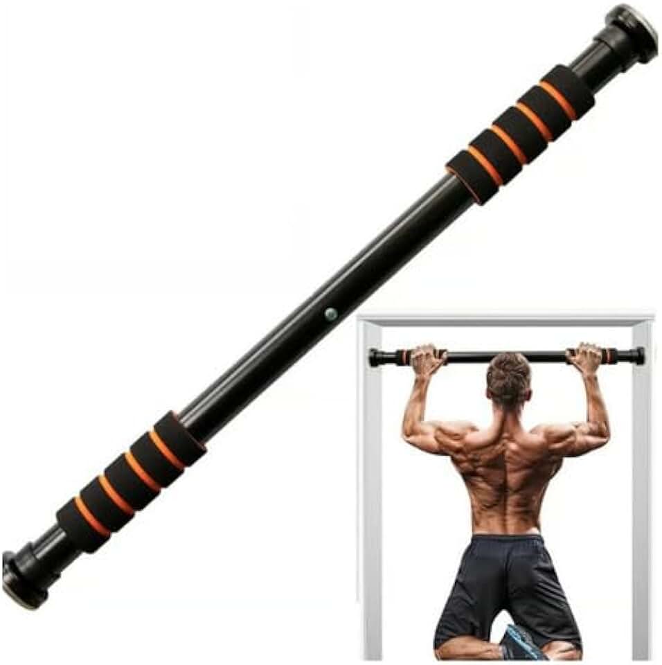 Barra Fixa de Porta Ajustável 65-96cm, Aço Inoxidável, Suporta até 100kg, Antiderrapante, com Pegada em Espuma