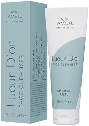 AVEIL Lueur D'or Face Cleanser | With Caviar Lime Extract | For Youthful & Smooth Skin | Dermatologically Tested | AHA BHA Face Wash | Gentle Face Wash for All Skin Types | 75ml