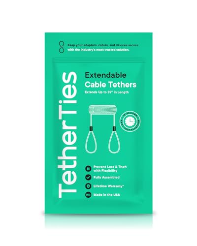 TetherTies Coils 5 Pack - Extendable, Expandable, Retractable Cable Tethers, Anti Theft Locks, Security Cable with Nylon Coated Stainless Steel Wire, Free Crimping Tool, Secure Devices - Thumbnail 2