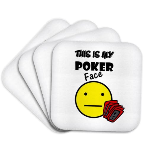 3dRose Poker Face Smiling Coasters Set of 4