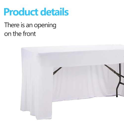 Jupe de table rectangulaire noire 6 pieds en élasthanne extensible