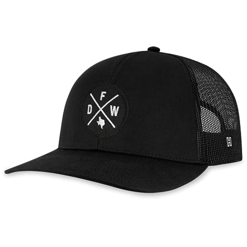 Image of HAKA State City Trucker Hat for Men & Women, Adjustable Baseball Hat, Mesh Snapback, Sturdy Outdoor Black Golf Hat