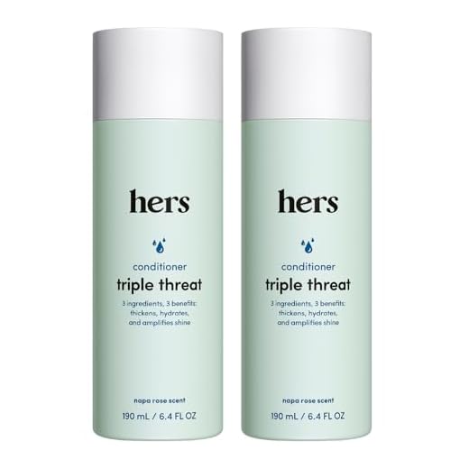 hers triple threat hydrating conditioner for damaged hair, leaves hair looking shiny and strong, color sage formula with an amino acid blend, argan, coconut, sunflower seed oil, 2 pack, 6.4oz