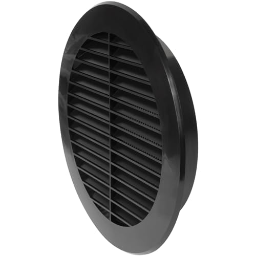Image of Repa Market 6'' Inch Plastic Black - Vent Cover With Flange - Round Soffit Vent - Air Vent Louver - Grille Cover - Protective Screen Mesh - HVAC Ventilation