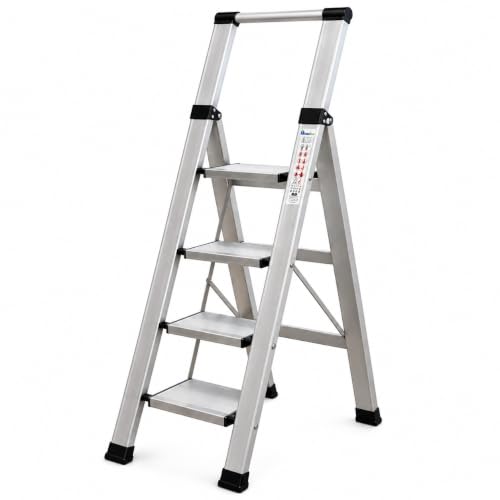 Homelux 710027 Flat Domestic Ladder, Aluminium, 4 Steps