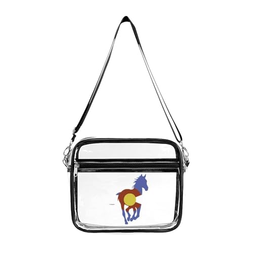 Colorado Wild Horses Large Crossbody Bag Clear Stadium Bag Anti-Theft Side Shoulder Bags Messenger Bag with 2 Compartments