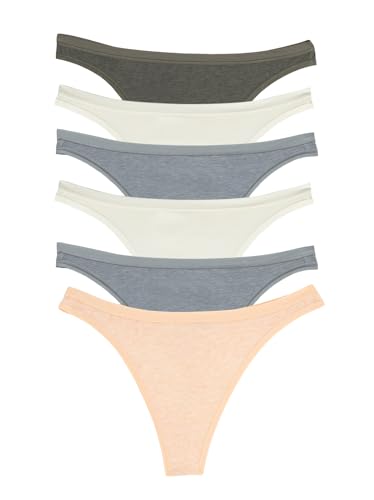 Image of Felina Women's Organic Cotton Thong Underwear, 6-Pack