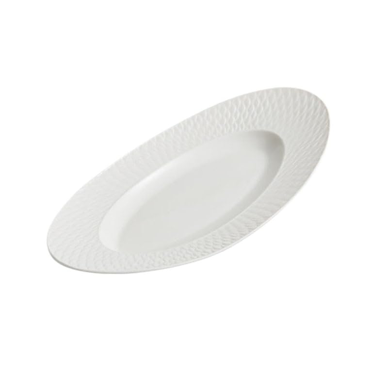 Plato de Pescado de cerámica con Textura escamosa, Plato de Postre Ovalado, Plato de Dim Sum, Plato de Sushi, vajilla, Platos para la Cena (tamaño único de 19,4 Pulgadas)