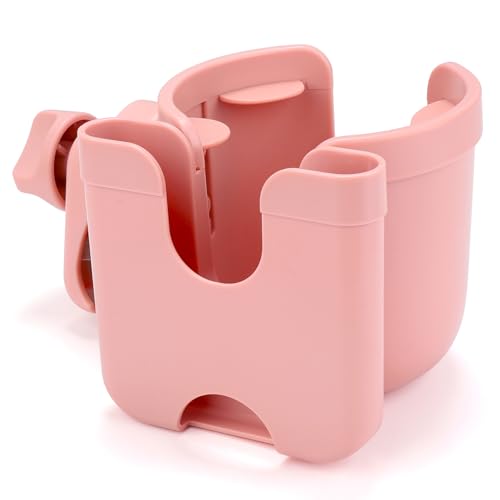 Image of Accmor Stroller Cup Holder with Phone Holder, Bike Cup Holder, Universal Cup Holder for Uppababy Nuna Doona Strollers, 2-in-1 Cup Phone Holder for Walker Wheelchair Scooter Accessory