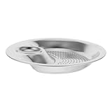 LIFKICH 304ステンレス製丸型餃子皿 2セクション仕切り付き 酢皿内蔵 ダイニング用多機能フードプレート 家庭用スナック 前菜 寿司向け