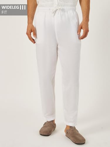 Image of Styli Men Solid Linen Blend Balloon Fit Trousers