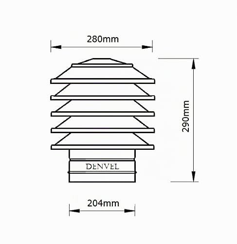 200 mm Cubierta de Chimenea Antirrevoco en Acero Inoxidable – Sombrero de Chimenea Lamelar, Sombrerete de Protección contra la Lluvia, Tapa para Conducto de Humos y Ventilación – Denvel®