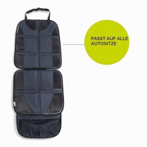 hauck Sit on Me Deluxe, Schwarz - Universal Kindersitzunterlage Autositzschoner 120 x 46 cm, Isofix Geeignet, Wasserabweisend, Sitzschutz Sitzschoner Auto Kindersitz mit Netztaschen