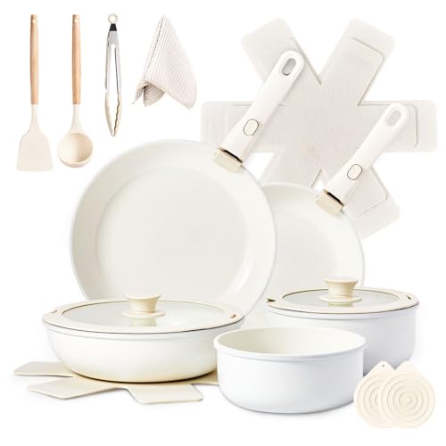 LEADZM Keramik Topfset Induktion,Pfannenset,Kochtopf Set mit Deckel,Induktions Töpfe Set,17-Teilig,Alle Herde kompatibel, PFOS/PFOA frei(Beige) LEADZM Keramik Topfset Induktion,Pfannenset,Kochtopf Set mit Deckel,Induktions Töpfe Set,17-Teilig,Alle Herde kompatibel, PFOS/PFOA frei(Beige)