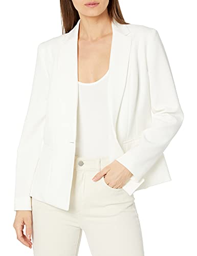 Kasper Women's Petite Stretch Crepe One Button Blazer, Vanilla Ice, 14P