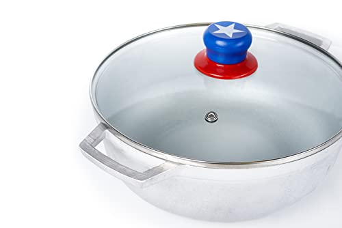 Imusa Usa Limited Edition Puerto Rico"Boricua" Themed Caldero 3.7Qt With Glass Lid & Unique Knob,Silver,Gau-80139 #TOP3