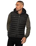 Spindle Mens Hooded BodyWarmer Gilet Hood Padded Gillet Zip Up Sleeveless Coat Zip Pocket Jacket Black L