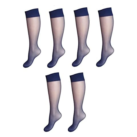 Mytoptrendz® 6 pairs Navy Sheer Knee-High socks 15 denier Women's Trouser Pop socks Cover