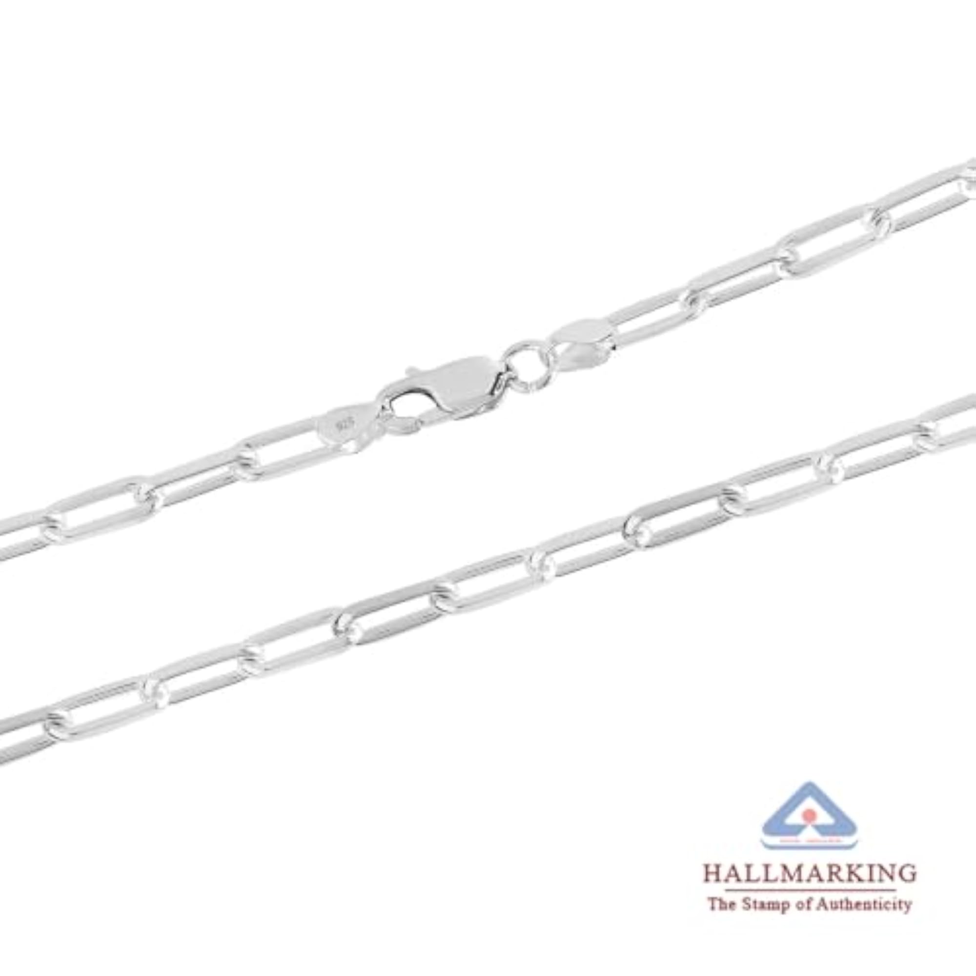 Women's 925 Sterling Silver PaperClip Link Chain Necklace, 20 Inches