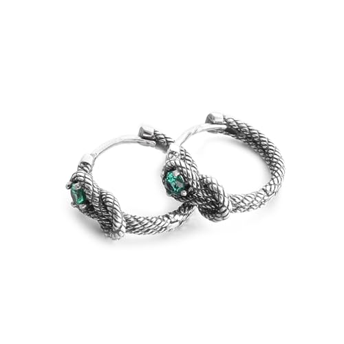Collier rétro avec zircon vert et boucles d'oreilles hip hop en acier
