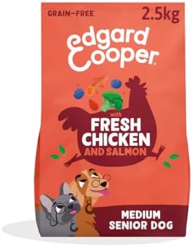 Edgard & Cooper Pienso para Perros Senior Mayores Comida para Perros Seca Natural Sin Cereales 2.5kg Salmon & Pollo Fresco, Fácil de digerir, Alimentación Sana Sabrosa y Equilibrada