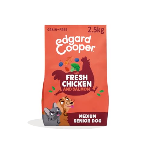 Edgard & Cooper Pienso para Perros Senior Mayores Comida para Perros Seca Natural Sin Cereales 2.5kg Salmon & Pollo Fresco, Fácil de digerir, Alimentación Sana Sabrosa y Equilibrada