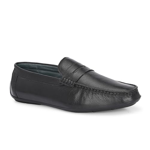 Image of Octa marc Men's Genuine Leather Loafer Shoes | Natural Rubber Sole with Soft Cushioned Insole | Classic Slip-On Design for Office, Party, Formal & Casual Wear