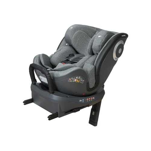 Casualplay Silla de coche Revol One Isize giratoria con isofix y pata de apoyo, grupo 0 1 2 de 0 a 4 años o de 40 a 105 cm altura y dispositivo de protección lateral ASP, light grey
