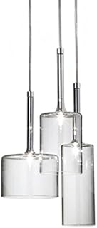 MZStech 3 Light Simple Chandelier Hanging Lamp, Morden 3 Way Pendant Light with Glass Lampshade Base G4 LED Bulbs (Clear)
